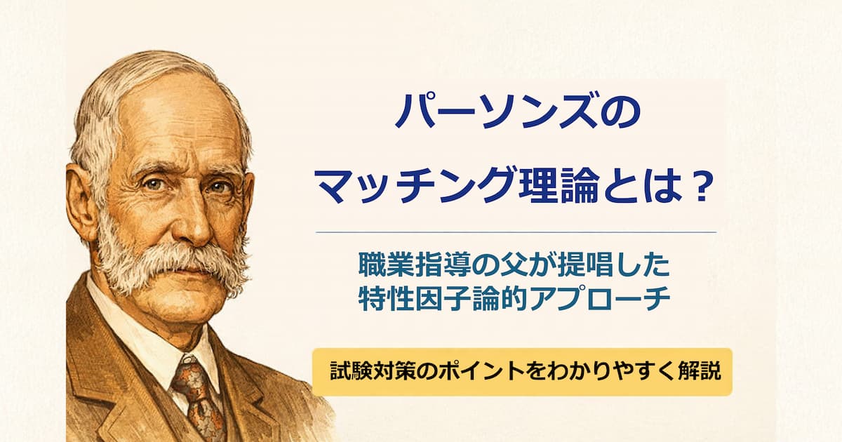 パーソンズの特性因子論をわかりやすく解説したアイキャッチ画像｜キャリアコンサルタント試験対策